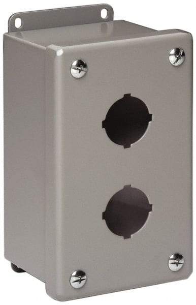 Cooper B-Line - 3 Hole, 1.203 Inch Hole Diameter, Stainless Steel Pushbutton Switch Enclosure - 8 Inch High x 3-1/4 Inch Wide x 2-3/4 Inch Deep, 12, 13 NEMA Rated - Americas Tooling