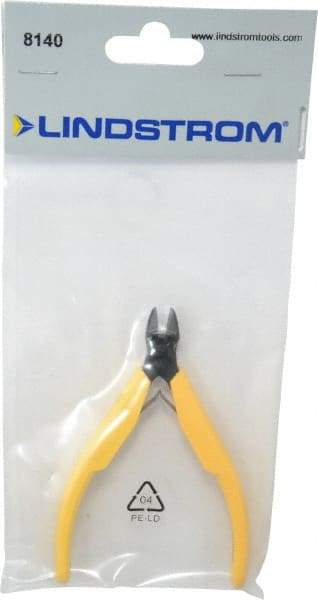 Lindstrom Tool - 4-3/8" OAL, 0.049" Capacity, Semi-Flush Diagonal Cutter - 3/8" Jaw Length, Tapered Head, Plastic Ergonomic Handle - Americas Tooling