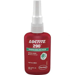 Loctite - 50 mL Bottle, Green, Medium Strength Liquid Threadlocker - Series 290, 24 hr Full Cure Time, Hand Tool, Heat Removal - Americas Tooling