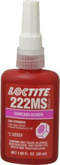 Loctite - 50 mL Bottle, Purple, Low Strength Liquid Threadlocker - Series 222MS, 24 hr Full Cure Time, Hand Tool, Heat Removal - Americas Tooling