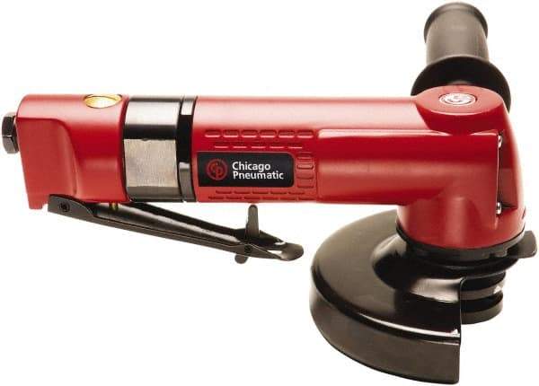 Chicago Pneumatic - 5" Wheel Diam, 12,000 RPM, Pneumatic Angle & Disc Grinder - 3/8-24 Spindle, 5.4 CFM, Front Exhaust - Americas Tooling