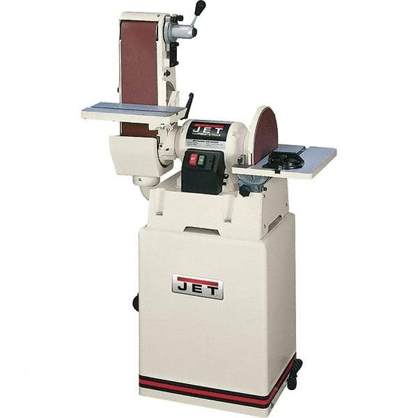 Jet - 48 Inch Long x 6 Inch Wide Belt, 12 Inch Diameter, Horizontal and Vertical Combination Sanding Machine - 2,500 Ft./min Belt Speed, 1-1/2 HP, Single Phase - Americas Tooling