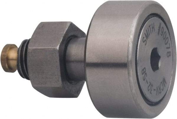 Accurate Bushing - 16mm Roller Diam x 11mm Width, 6mm Stud Diam x 16mm Length, Sealed Stud Cam Follower with Hex - Carbon Steel, 8mm Thread Length, M6 X 1 Thread, 28mm OAL, 6,400 N Dynamic Cap, 8,500 N Static Cap - Americas Tooling