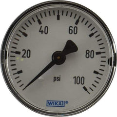 Wika - 2" Dial, 1/4 Thread, 0-100 Scale Range, Pressure Gauge - Center Back Connection Mount, Accurate to 3-2-3% of Scale - Americas Tooling