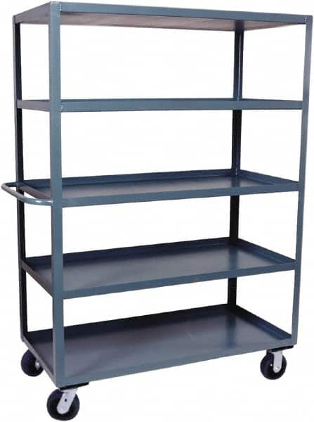 Jamco - 3,000 Lb Capacity, 5 Shelf, Steel Stock Truck - 48" Long x 30" Wide x 68" High, 6" Diam Phenolic Wheels - Americas Tooling