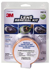 3M - 4 Piece Automotive Headlight Lens Restoration System Kit - Masking Tape, Sanding Discs, Polishing Pad, Compound - Americas Tooling