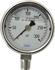 Wika - 2-1/2" Dial, 1/4 Thread, 0-300 Scale Range, Pressure Gauge - Lower Connection Mount, Accurate to 2-1-2% of Scale - Americas Tooling