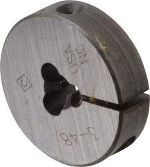 Cle-Line - #3-48 UNC Thread, 13/16" Outside Diam Carbon Steel Round Die - 1/4" Thick, Right Hand Thread, Adjustable - Exact Industrial Supply