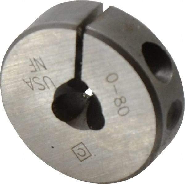 Cle-Line - #0-80 UNF Thread, 13/16" Outside Diam Carbon Steel Round Die - 1/4" Thick, Right Hand Thread, Adjustable - Exact Industrial Supply