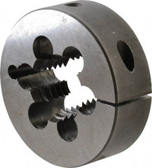 Cle-Line - 1-1/4 - 7 UNC Thread, 3" Outside Diam Carbon Steel Round Die - 1" Thick, Right Hand Thread, Adjustable - Exact Industrial Supply