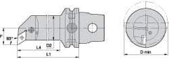 Kennametal - Right Hand Cut, Size KM63, DN.. Insert Compatiblity, Internal Modular Turning & Profiling Cutting Unit Head - 27mm Ctr to Cutting Edge, 140mm Head Length, Through Coolant, Series Kenlever - Americas Tooling