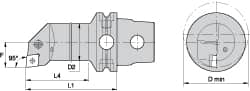 Kennametal - Right Hand Cut, Size KM63, CN.. Insert Compatiblity, Internal Modular Turning & Profiling Cutting Unit Head - 22mm Ctr to Cutting Edge, 140mm Head Length, Through Coolant, Series Kenlever - Americas Tooling