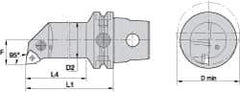 Kennametal - Left Hand Cut, Size KM63, WN.. Insert Compatiblity, Internal Modular Turning & Profiling Cutting Unit Head - 22mm Ctr to Cutting Edge, 140mm Head Length, Through Coolant, Series Kenlever - Americas Tooling