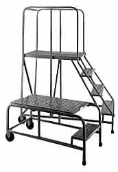 PW Platforms - 5 Step Platform - Rolling Work Platform, 500 Lb Capacity, 50" Platform Height, 32" Base Width x 59" Base Depth, Perforated Tread - Americas Tooling