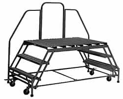 PW Platforms - 4 Step Platform - Double Access Rolling Work Platform, 500 Lb Capacity, 40" Platform Height, 38" Base Width x 89" Base Depth - Americas Tooling