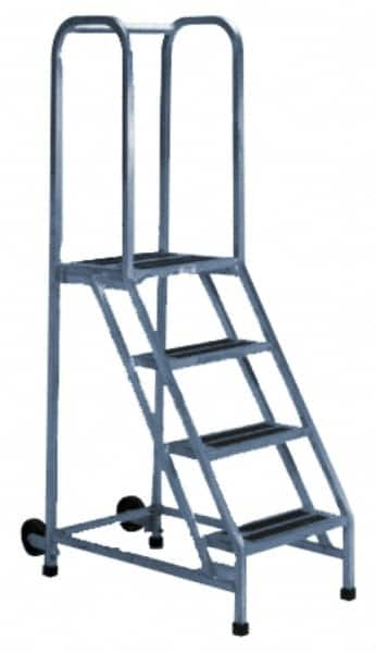 PW Platforms - 5 Step Ladder - Rolling Safety Ladder, 300 Lb Capacity, 50" Platform Height, 30" Base Width x 39" Base Depth - Americas Tooling