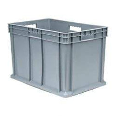 Akro-Mils - 3.55 Cu Ft, 150 Lb Load Capacity Gray Polyethylene Tote Container - Stacking, 23.3" Long x 15.8" Wide x 16.1" High - Americas Tooling