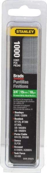 Stanley - 18 Gauge 3/4" Long Brad Nails for Power Nailers - Steel, Galvanized Finish, Straight Stick Collation, Brad Head, Chisel Point - Americas Tooling