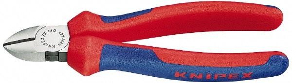 Knipex - 7" OAL, 1/8" Capacity, 1" Jaw Length x 1" Jaw Width, Diagonal Cutter Pliers - Oval Head, Ergo Two Component Handles - Americas Tooling