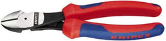 Knipex - 8" OAL, 1/8" Capacity, 1" Jaw Length x 1" Jaw Width, Diagonal Cutter Pliers - Oval Head, Ergo Two Component Handles - Americas Tooling