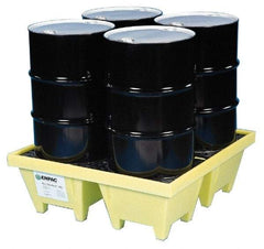 Enpac - 83 Gal Sump, 6,000 Lb Capacity, 4 Drum, Plastic Spill Deck or Pallet - 50" Long x 50" Wide x 13.43" High, Yellow, Liftable Fork, Vertical, 2 x 2 Drum Configuration - Americas Tooling