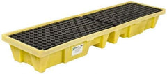 Enpac - 66 Gal Sump, 3,000 Lb Capacity, 4 Drum, Plastic Spill Deck or Pallet - 98" Long x 25-1/4" Wide x 13.43" High, Yellow, Low Profile, Vertical, Inline Drum Configuration - Americas Tooling