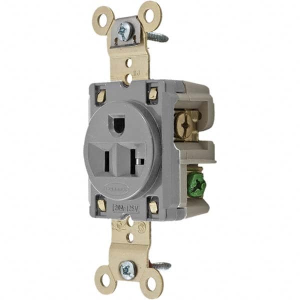 Hubbell Wiring Device-Kellems - 125V 20A NEMA 5-20R Industrial Grade Gray Straight Blade Single Receptacle - Americas Tooling