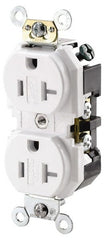 Leviton - 125 VAC 20A NEMA 5-20R Specification Grade White Straight Blade Duplex Receptacle - Americas Tooling