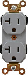 Leviton - 125 VAC, 20 Amp, 5-20R NEMA Configuration, Gray, Industrial Grade, Self Grounding Duplex Receptacle - 1 Phase, 2 Poles, 3 Wire, Flush Mount, Impact and Tamper Resistant - Americas Tooling