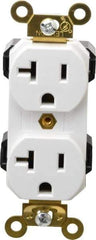 Leviton - 125 VAC, 20 Amp, 5-20R NEMA Configuration, White, Industrial Grade, Self Grounding Duplex Receptacle - 1 Phase, 2 Poles, 3 Wire, Flush Mount, Impact and Tamper Resistant - Americas Tooling