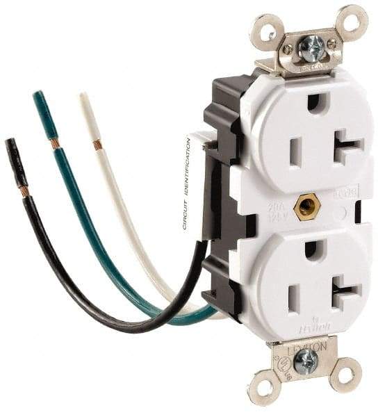 Leviton - 125 VAC, 15 Amp, 5-15R NEMA Configuration, Gray, Hospital Grade, Self Grounding Duplex Receptacle - 1 Phase, 2 Poles, 3 Wire, Flush Mount, Impact and Tamper Resistant - Americas Tooling