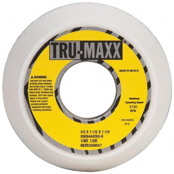 Tru-Maxx - 4" Diam, 1-1/4" Hole Size, 1-1/2" Overall Thickness, 60 Grit, Type 11 Tool & Cutter Grinding Wheel - Medium Grade, Aluminum Oxide, K Hardness, 5,730 RPM - Americas Tooling