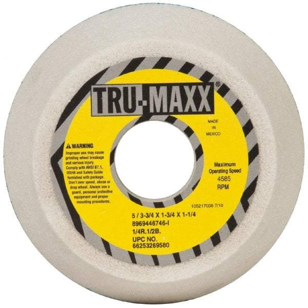 Tru-Maxx - 5" Diam, 1-3/4" Hole Size, 1-3/4" Overall Thickness, 46 Grit, Type 11 Tool & Cutter Grinding Wheel - Coarse Grade, Aluminum Oxide, I Hardness, 4,585 RPM - Americas Tooling