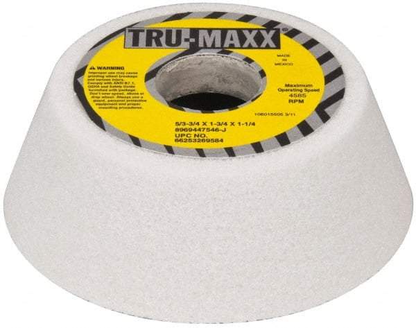 Tru-Maxx - 5" Diam, 1-3/4" Hole Size, 1-3/4" Overall Thickness, 46 Grit, Type 11 Tool & Cutter Grinding Wheel - Coarse Grade, Aluminum Oxide, J Hardness, 4,585 RPM - Americas Tooling