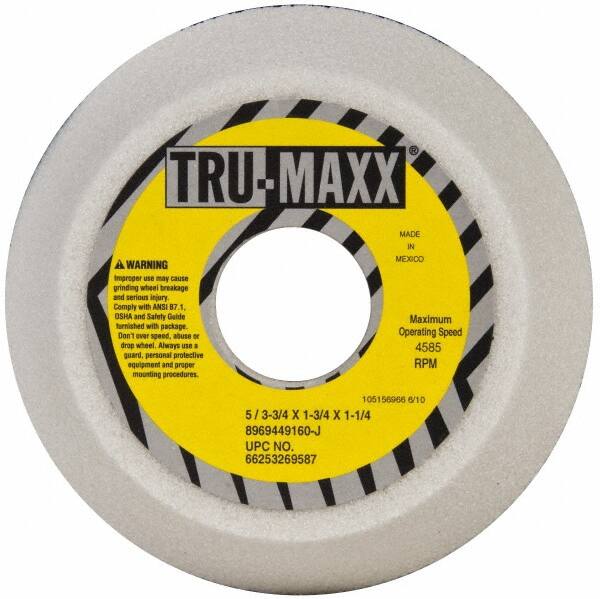 Tru-Maxx - 5" Diam, 1-3/4" Hole Size, 1-3/4" Overall Thickness, 60 Grit, Type 11 Tool & Cutter Grinding Wheel - Medium Grade, Aluminum Oxide, J Hardness, 4,585 RPM - Americas Tooling