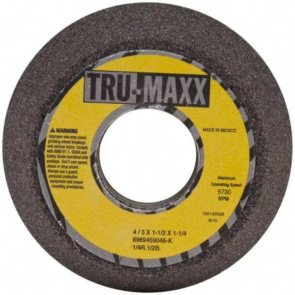 Tru-Maxx - 4" Diam, 1-1/4" Hole Size, 1-1/2" Overall Thickness, 46 Grit, Type 11 Tool & Cutter Grinding Wheel - Coarse Grade, Aluminum Oxide, K Hardness, 5,730 RPM - Americas Tooling