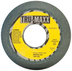 Tru-Maxx - 4" Diam, 1-1/4" Hole Size, 1-1/2" Overall Thickness, 100 Grit, Type 11 Tool & Cutter Grinding Wheel - Fine Grade, Silicon Carbide, I Hardness, 5,730 RPM - Americas Tooling