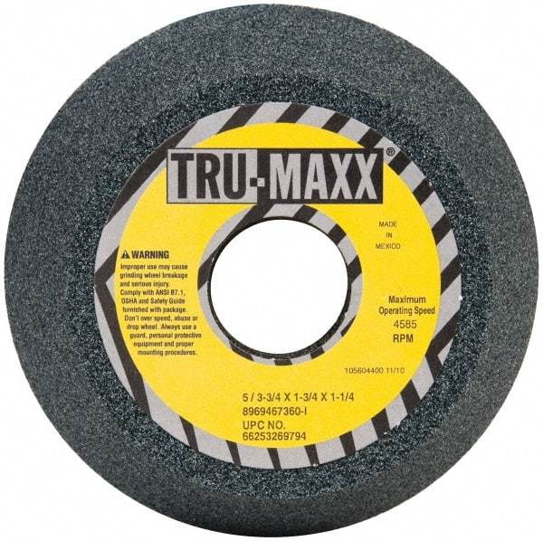 Tru-Maxx - 5" Diam, 1-1/4" Hole Size, 1-3/4" Overall Thickness, 60 Grit, Type 11 Tool & Cutter Grinding Wheel - Medium Grade, Aluminum Oxide, I Hardness, 4,585 RPM - Americas Tooling