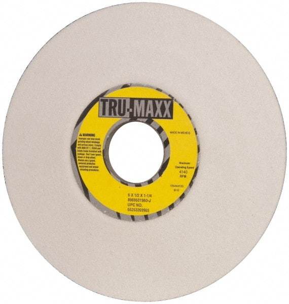 Tru-Maxx - 6" Diam, 1-1/4" Hole Size, 1/2" Overall Thickness, 60 Grit, Type 12 Tool & Cutter Grinding Wheel - Medium Grade, Aluminum Oxide, J Hardness, 4,140 RPM - Americas Tooling