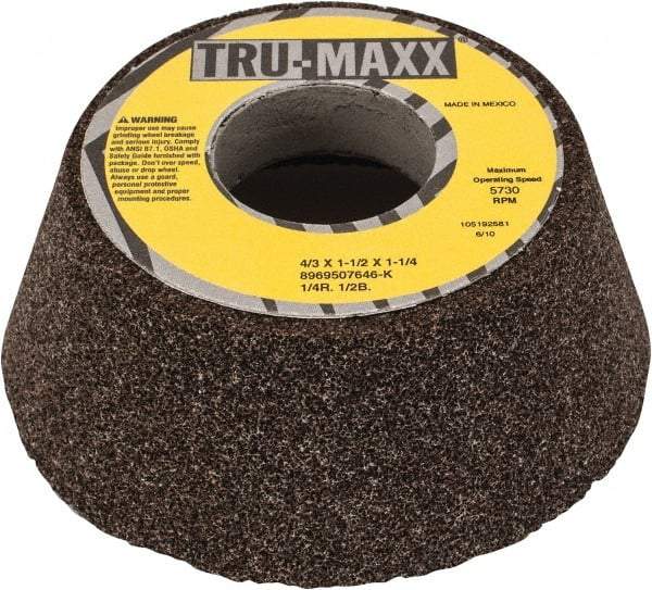 Tru-Maxx - 4" Diam, 1-1/4" Hole Size, 1-1/2" Overall Thickness, 46 Grit, Type 11 Tool & Cutter Grinding Wheel - Coarse Grade, Aluminum Oxide, K Hardness, 5,730 RPM - Americas Tooling