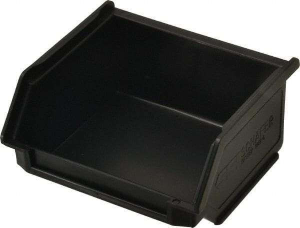 SSI Schaefer - 11 Lb. Load Capacity, 3-3/4" Deep, Black Polypropylene Hopper Stacking Bin - 2" High x 4" Wide x 3-3/4" Long - Americas Tooling