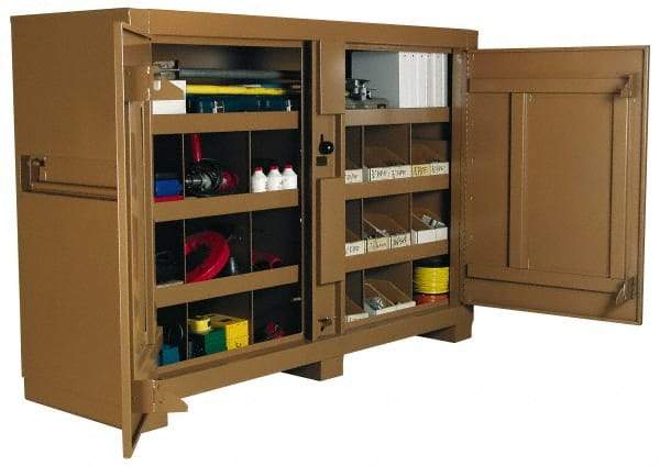 Knaack - 72" Wide x 24" Deep x 51" High Job Site Bin Storage Cabinet - 2 Door, Steel, Tan - Americas Tooling