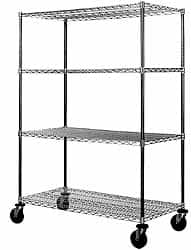 Value Collection - 600 Lb Capacity, 4 Shelf, Rubber Wire Stem Caster Truck - 60" Long x 24" Wide x 68" High, 5" Diam Wheels - Americas Tooling