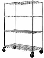 Value Collection - 600 Lb Capacity, 4 Shelf, Rubber Wire Stem Caster Truck - 60" Long x 24" Wide x 68" High, 5" Diam Wheels - Americas Tooling