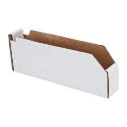 Made in USA - 12" Deep, White Corrugated Cardboard Hopper Shelf Bin - 4" High x 2" Wide x 12" Long - Americas Tooling