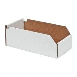 Made in USA - 12" Deep, White Corrugated Cardboard Hopper Shelf Bin - 4" High x 6" Wide x 12" Long - Americas Tooling