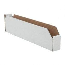 Made in USA - 18" Deep, White Corrugated Cardboard Hopper Shelf Bin - 4" High x 2" Wide x 18" Long - Americas Tooling