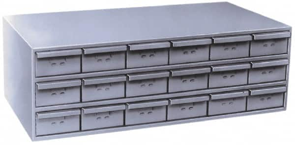 Durham - 18 Drawer, Small Parts Steel Storage Cabinet - 11-3/4" Deep x 33-3/4" Wide x 12-7/8" High - Americas Tooling