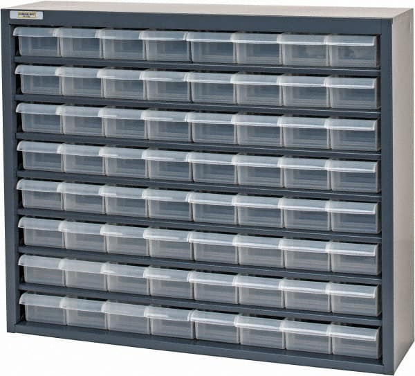 Durham - 64 Drawer, Small Parts Steel Storage Cabinet w/Plastic Drawers - 6-3/8" Deep x 25-7/8" Wide x 21-3/8" High - Americas Tooling