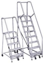 PW Platforms - 8 Step Ladder - Rolling Safety Ladder, 300 Lb Capacity, 80" Platform Height, 32" Base Width x 61" Base Depth, Perforated Tread - Americas Tooling